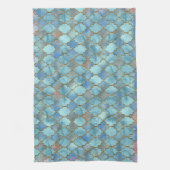 Maroccanピンクおよび青いパターン キッチンタオル (縦)