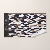 Maroco三角形ジオメトリックブラウングレーパターン バスタオルセット (ハンドタオル)