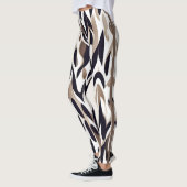 Maroco三角形ジオメトリックブラウングレーパターン レギンス (左)