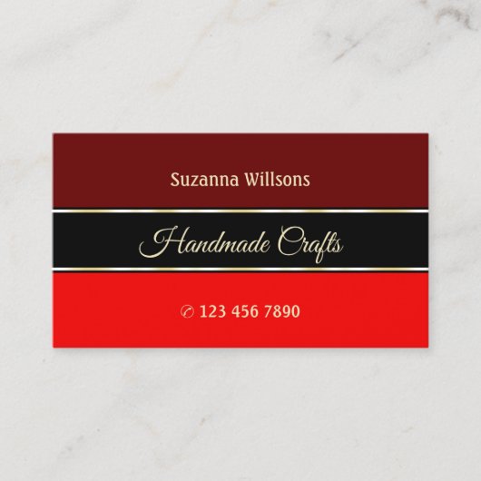 MaroonとRed on Black 縁ど with Photoスタイリッシュ 名刺 (正面)