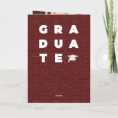 Maroonはっきりした GRADUATE Letters and Cap Graduation 招待状 (裏面)