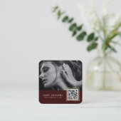 Maroonスキャン可能なバーコードQRコード写真 スクエア名刺 (スタンド正面)