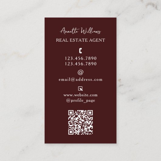 Maroon不動産仲介業者とプロフィール写真 名刺 (裏面)