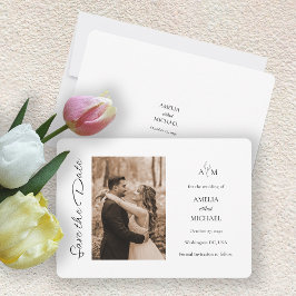 Maroon写真素朴結婚式の日付カードを保存