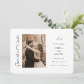 Maroon写真素朴結婚式の日付カードを保存 (スタンド正面)