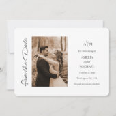 Maroon写真素朴結婚式の日付カードを保存 (正面)