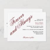 Maroon エレガント Script結婚のはがき インビテーションポストカード (正面/裏面)