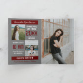 Maroon モダン Block 5写真卒業 招待状 (内部)