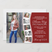 Maroon 赤と白 Filmstrip 6写真卒業 招待状 (正面)