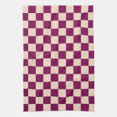 Maroon and beige checkerboard pattern キッチンタオル (縦)