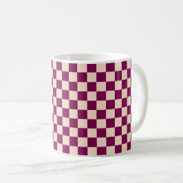 Maroon and beige checkerboard pattern コーヒーマグカップ