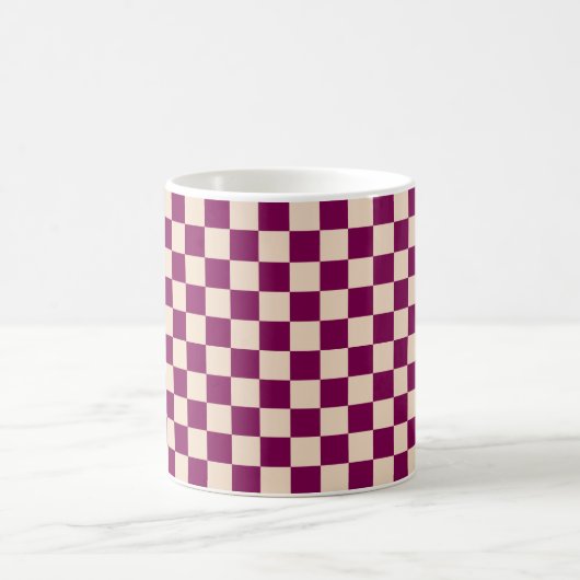 Maroon and beige checkerboard pattern コーヒーマグカップ (中央)