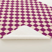 Maroon and beige checkerboard pattern シェルパブランケット (3/4)