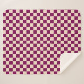 Maroon and beige checkerboard pattern シェルパブランケット (正面(横))