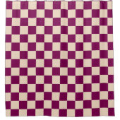 Maroon and beige checkerboard pattern シャワーカーテン (正面)