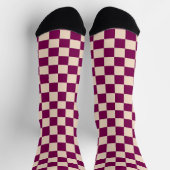 Maroon and beige checkerboard pattern ソックス (上部)