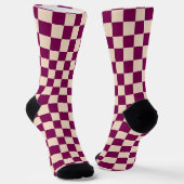 Maroon and beige checkerboard pattern ソックス (傾斜あり)