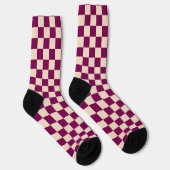 Maroon and beige checkerboard pattern ソックス (右)