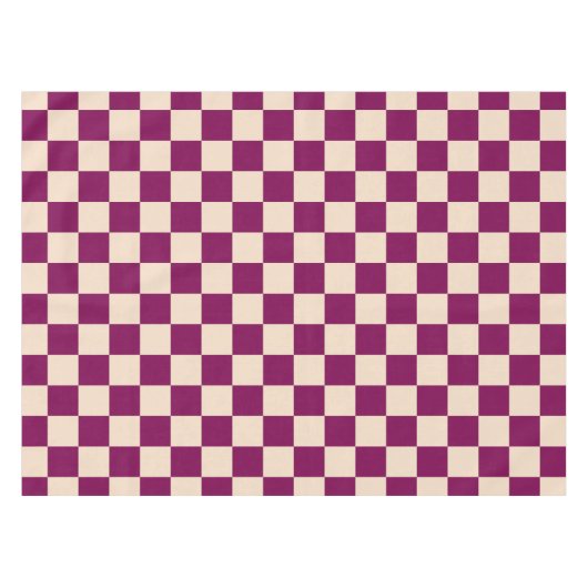 Maroon and beige checkerboard pattern テーブルクロス (正面(横))