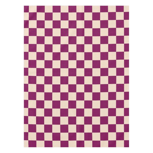 Maroon and beige checkerboard pattern テーブルクロス (正面)