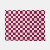 Maroon and beige checkerboard pattern ドアマット (正面)