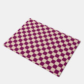Maroon and beige checkerboard pattern ドアマット (アングル)