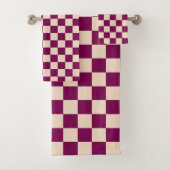 Maroon and beige checkerboard pattern バスタオルセット (インサイチュ)