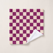Maroon and beige checkerboard pattern バスタオルセット (ウォッシュタオル)