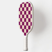 Maroon and beige checkerboard pattern ピックルボールラケット (左)