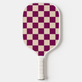 Maroon and beige checkerboard pattern ピックルボールラケット (正面)