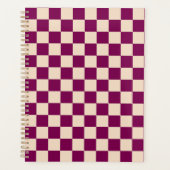 Maroon and beige checkerboard pattern プランナー手帳 (正面)