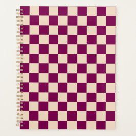 Maroon and beige checkerboard pattern プランナー手帳