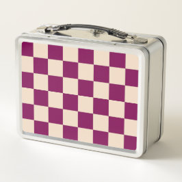 Maroon and beige checkerboard pattern メタルランチボックス