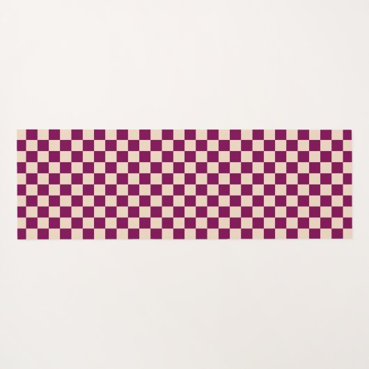 Maroon and beige checkerboard pattern ヨガマット (裏面(横))