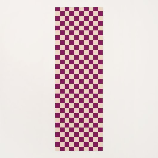 Maroon and beige checkerboard pattern ヨガマット (裏面)