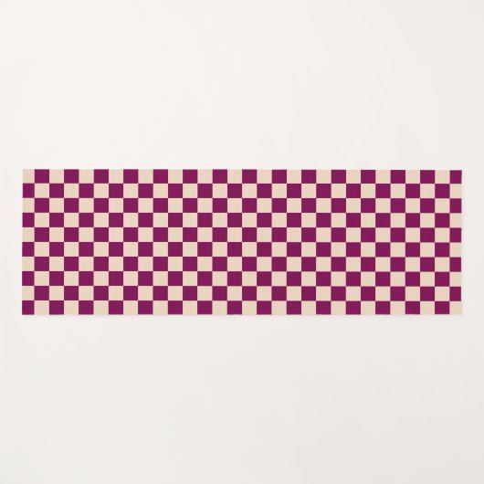 Maroon and beige checkerboard pattern ヨガマット (正面(横))