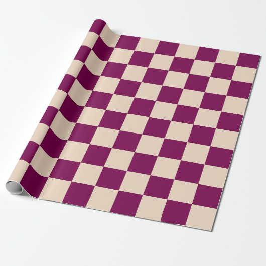 Maroon and beige checkerboard pattern ラッピングペーパー (アンロールド)
