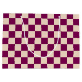 Maroon and beige checkerboard pattern ラージペーパーバッグ (裏面)