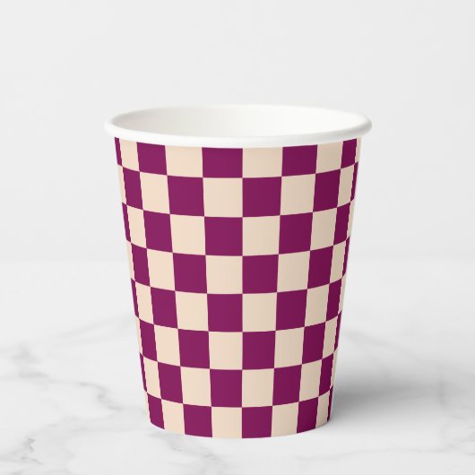 Maroon and beige checkerboard pattern 紙コップ (裏面)