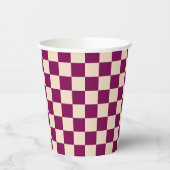 Maroon and beige checkerboard pattern 紙コップ (左)