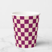 Maroon and beige checkerboard pattern 紙コップ (正面)