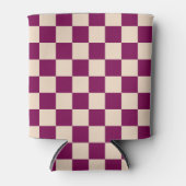 Maroon and beige checkerboard pattern 缶クーラー (正面)