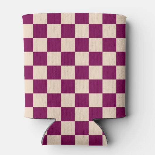 Maroon and beige checkerboard pattern 缶クーラー (裏面)