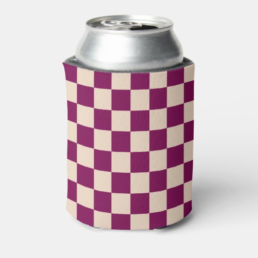 Maroon and beige checkerboard pattern 缶クーラー (缶裏面)