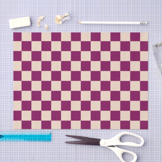 Maroon and beige checkerboard pattern 薄葉紙 (クラフト)