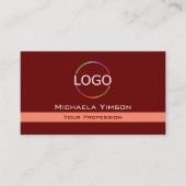 Maroon and Coral with Logo & Photoプロフェッショナル 名刺 (正面)