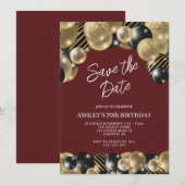 Maroon and Gold 70th Birthday 招待状 (正面/裏面)