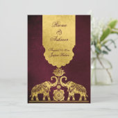 Maroon and gold elephants luxury Indian wedding  招待状 (スタンド正面)