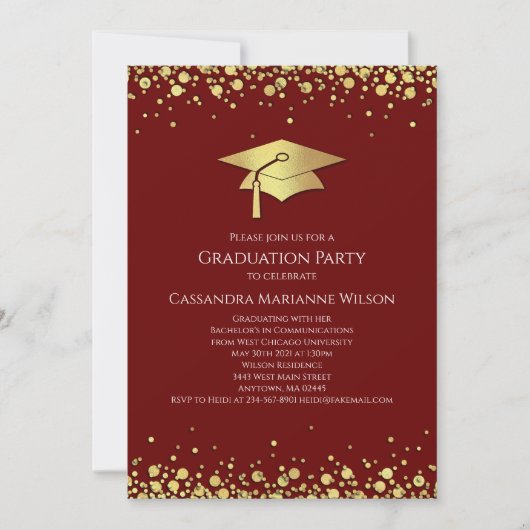 Maroon and Gold Graduation 招待状 (正面)