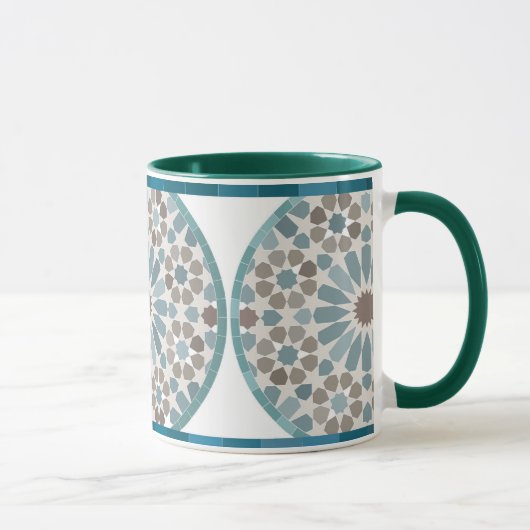 Maroon and Green Geometric Pattern Mug マグカップ (右)